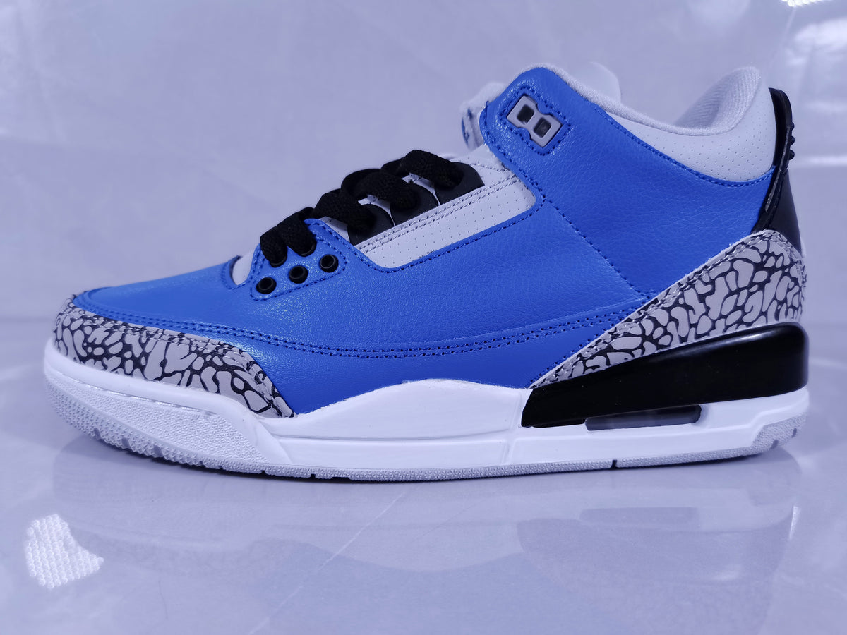 Air Jordan 3 Retro Blue Black and White Sneakers - product image from the listing.