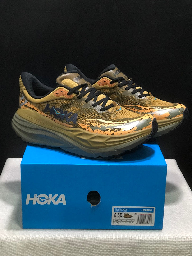 HOKA Stinson 7 Trail Shoes for Running in Camo - product image from the listing.