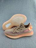 Gray and Coral Yeezy 350 V2 Knit Sneakers - product image from the listing.