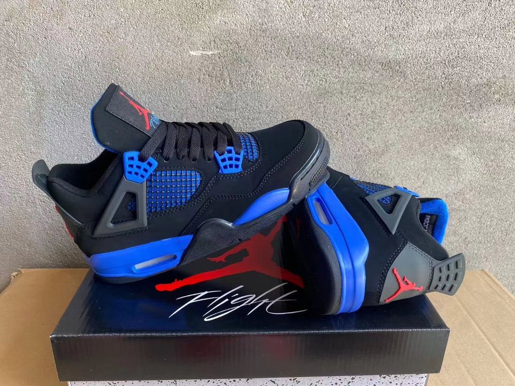 Air Jordan 4 Sneakers in Blue and Red - product image from the listing.
