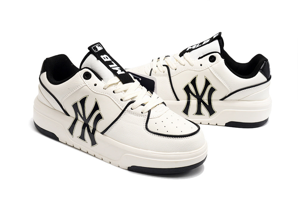 MLB New York Yankees Low-Top Sneakers in White and Black - product image from the listing.
