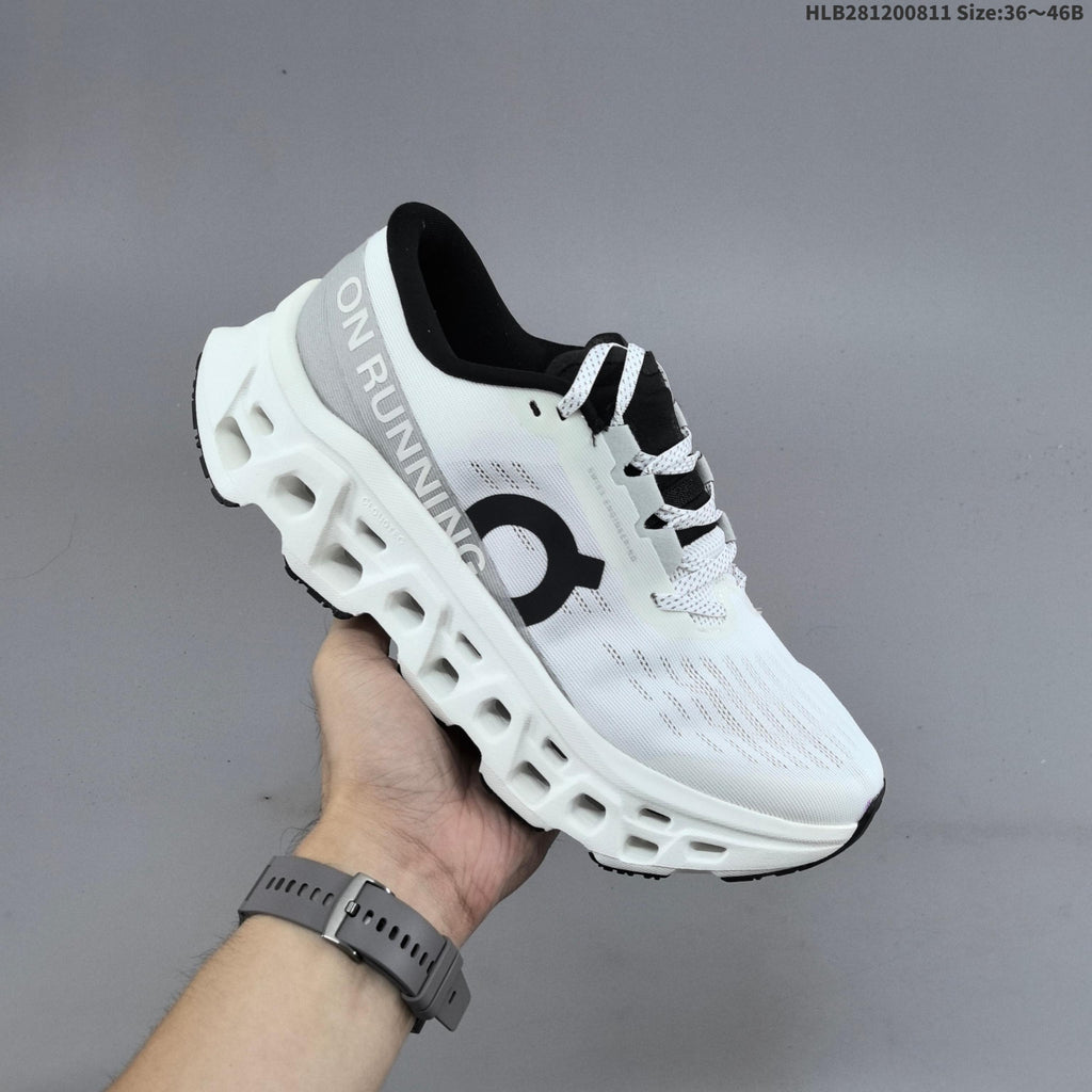 On Cloudmonster 3 Running Shoes in White Black - product image from the listing.