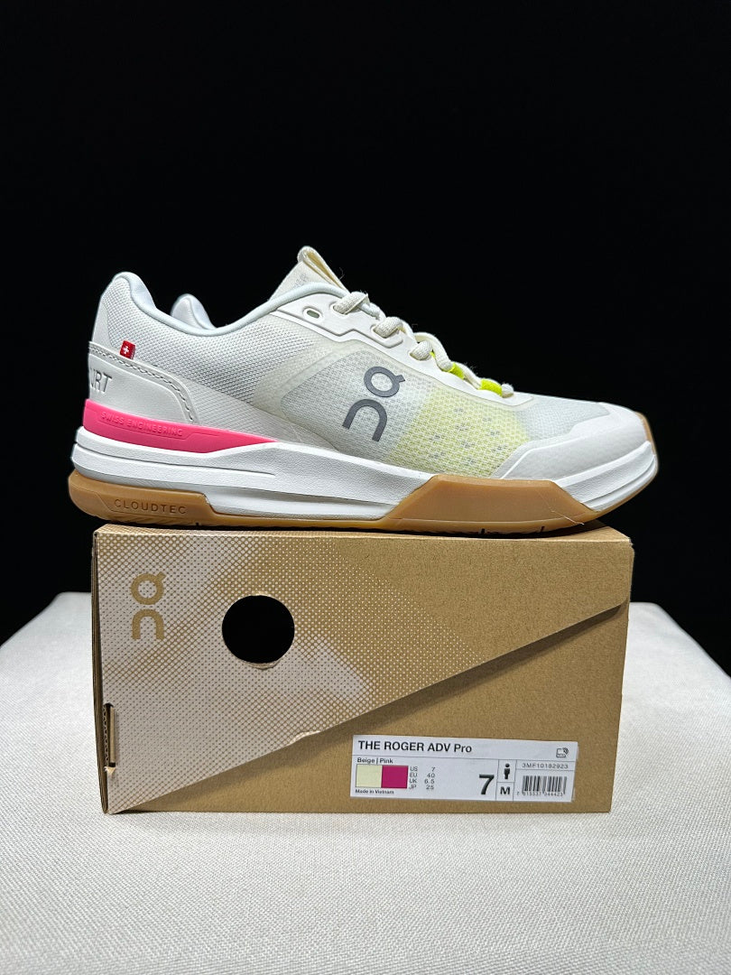On THE ROGER Advantage Pro Tennis Shoes in White Beige Pink - product image from the listing.