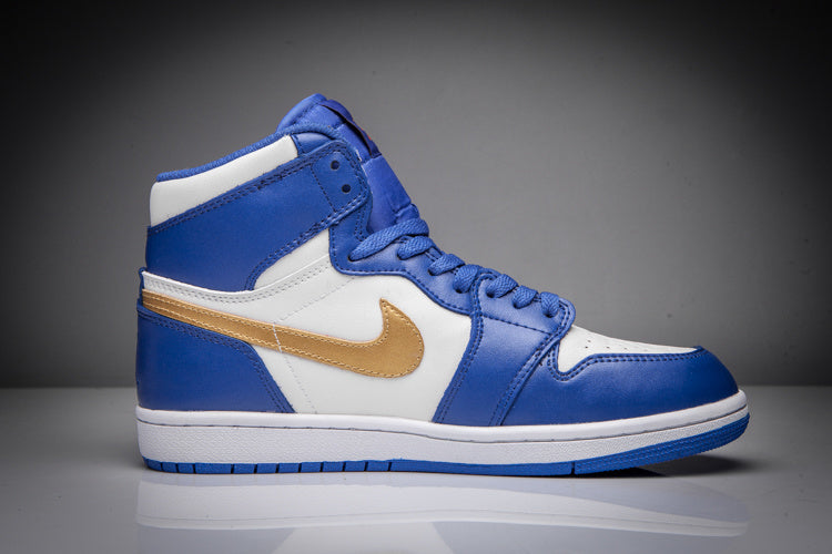 Air Jordan 1 High Sneakers in Blue White Gold - product image from the listing.