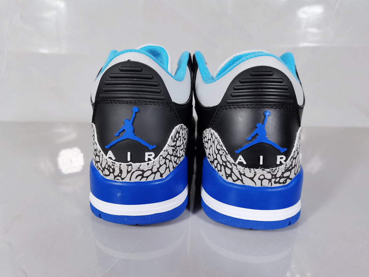 Black Blue Elephant Print Sneakers - Jordan 3 Retro - product image from the listing.