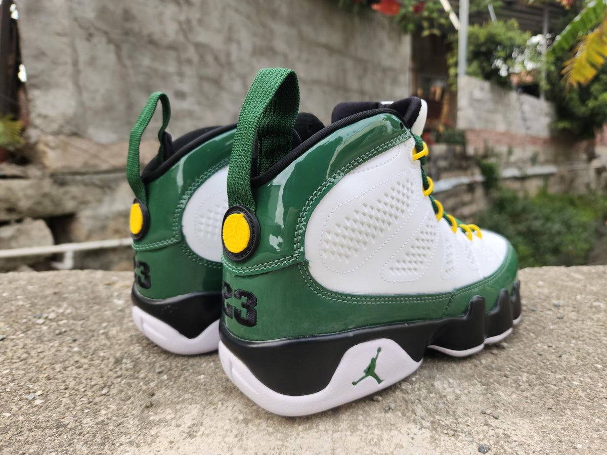 White/Green ("Olive Concord") - Air Jordan 9 Retro - product image from the listing.