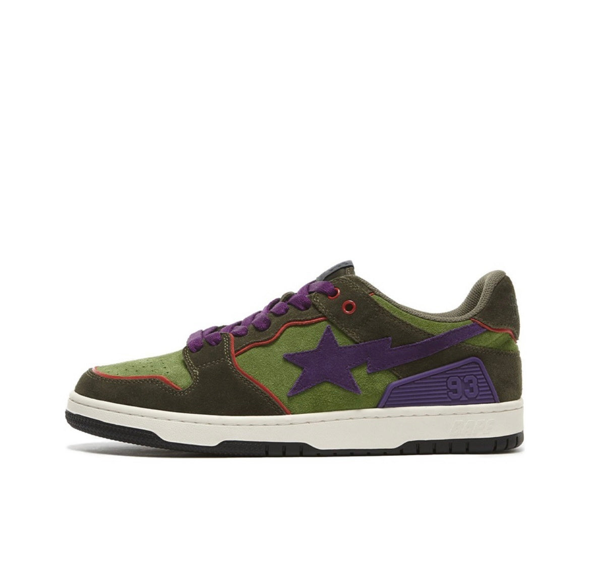 BAPE SK8 Sta Sneakers in Green and Purple - product image from the listing.