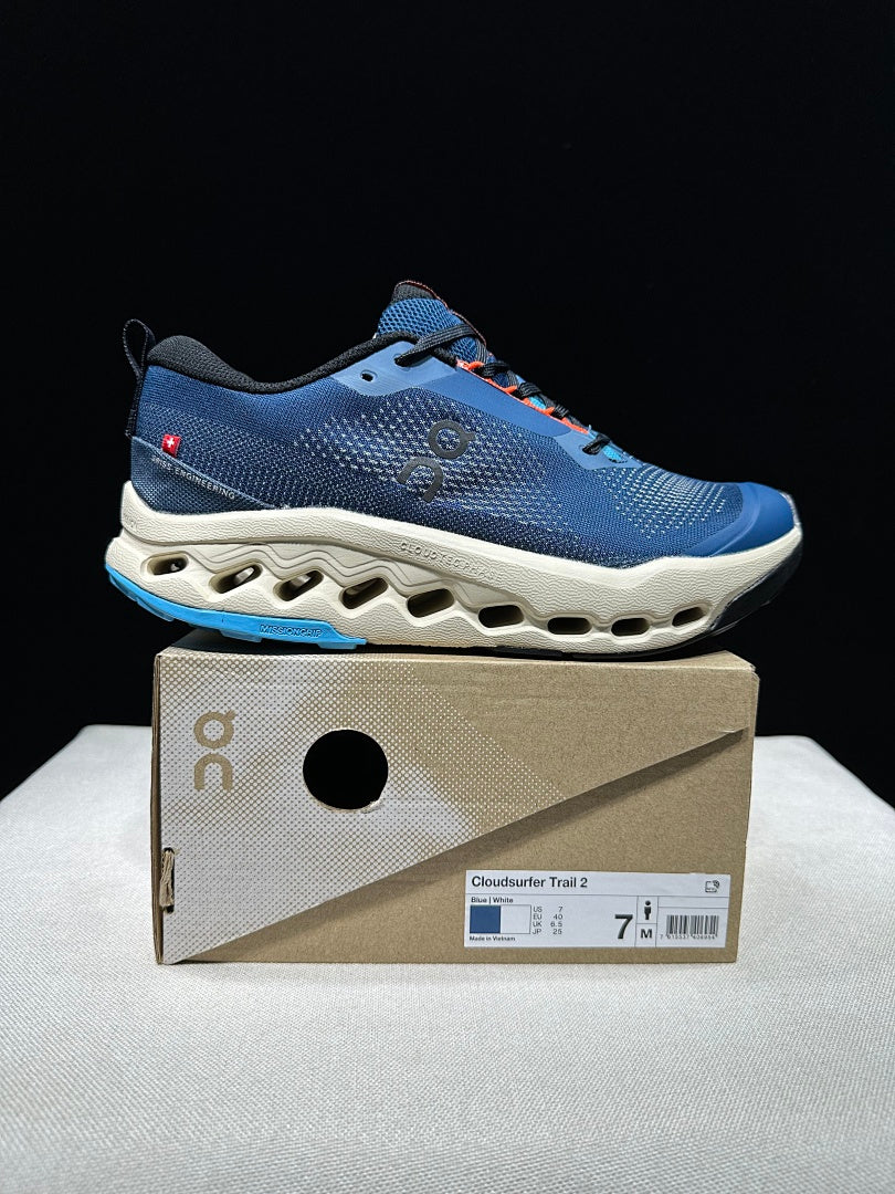 On Cloudsurfer Trail 2 Trail Running Shoes in Blue - product image from the listing.
