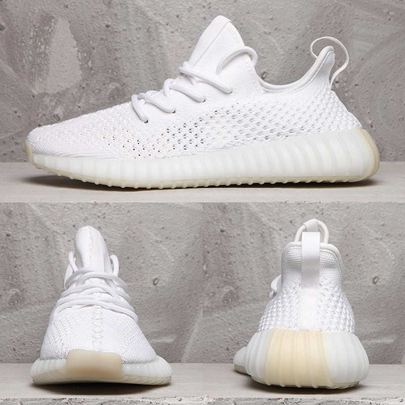 Yeezy 350 V2 Low-Top Sneakers in White Knit - product image from the listing.