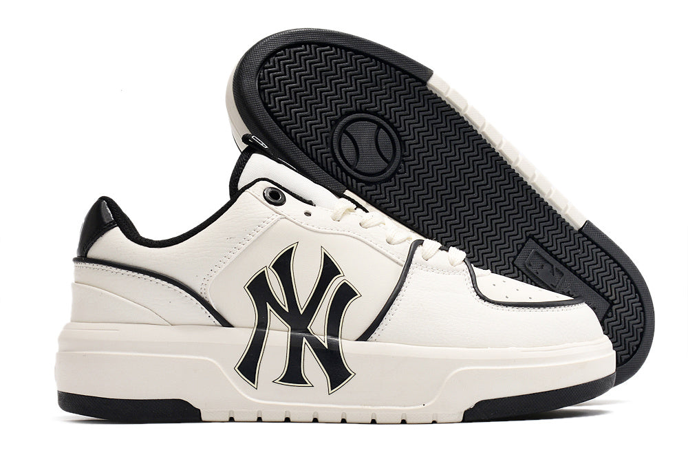 MLB New York Yankees Low-Top Sneakers in White and Black - product image from the listing.