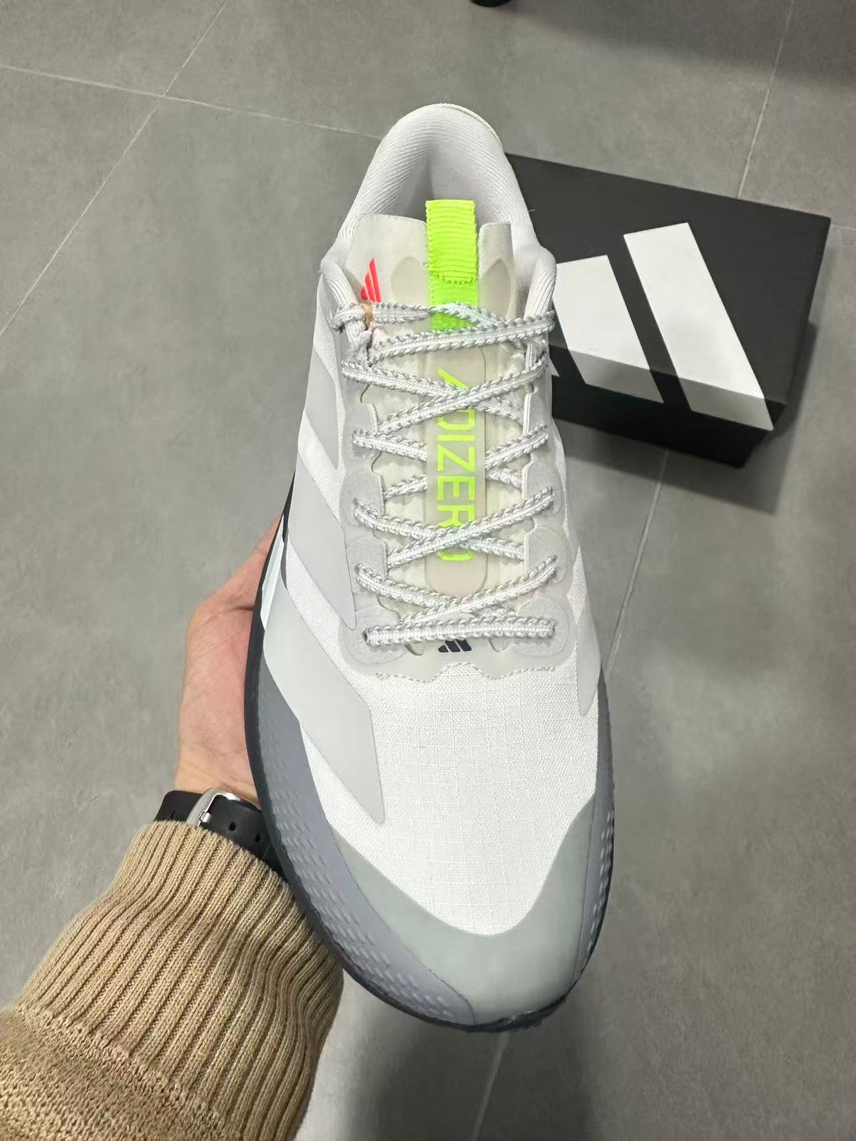 Adidas Lightstrike Pro Shoes for Running White Grey Neon - product image from the listing.