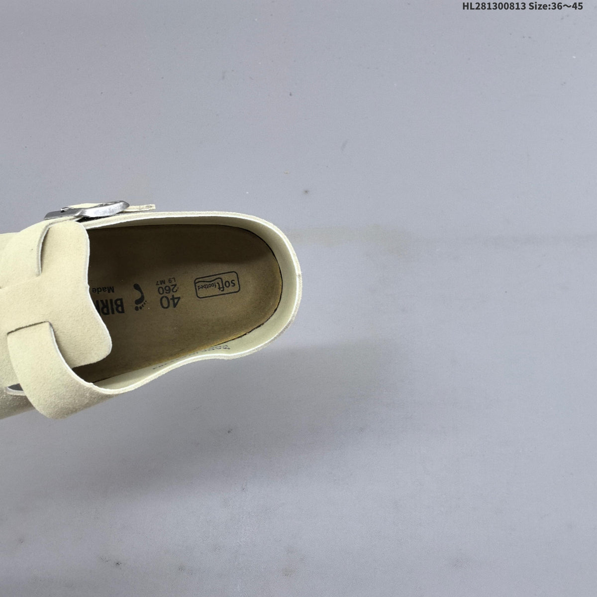 Cream Suede Birkenstock Boston Shearling Clog - product image from the listing.