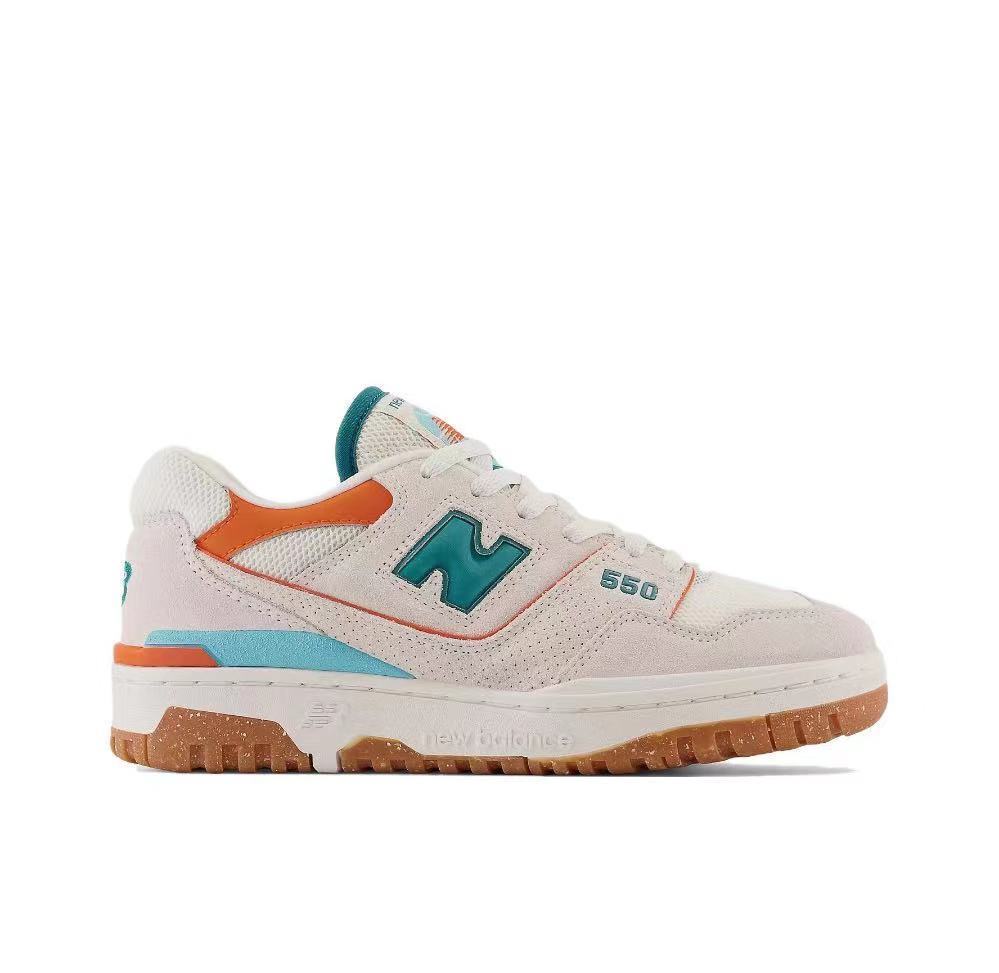 New Balance 550 Sneakers in Cream Teal Orange BB550DA - product image from the listing.