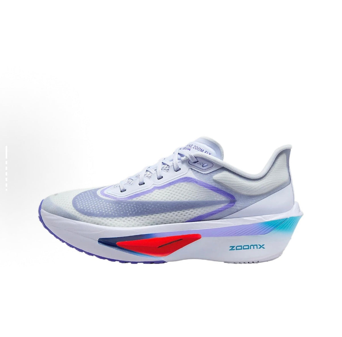 White and Purple Nike Zoom Fly Running Shoes - product image from the listing.