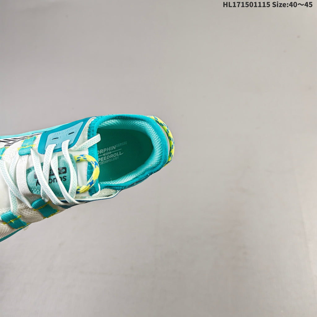 Saucony Endorphin Rift Trail Running Shoes, in White and Teal - product image from the listing.