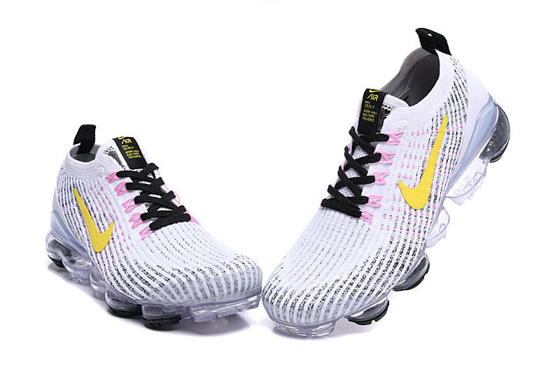 Nike Air VaporMax Flyknit 3 Sneakers in White Yellow AJ6900-103 - product image from the listing.