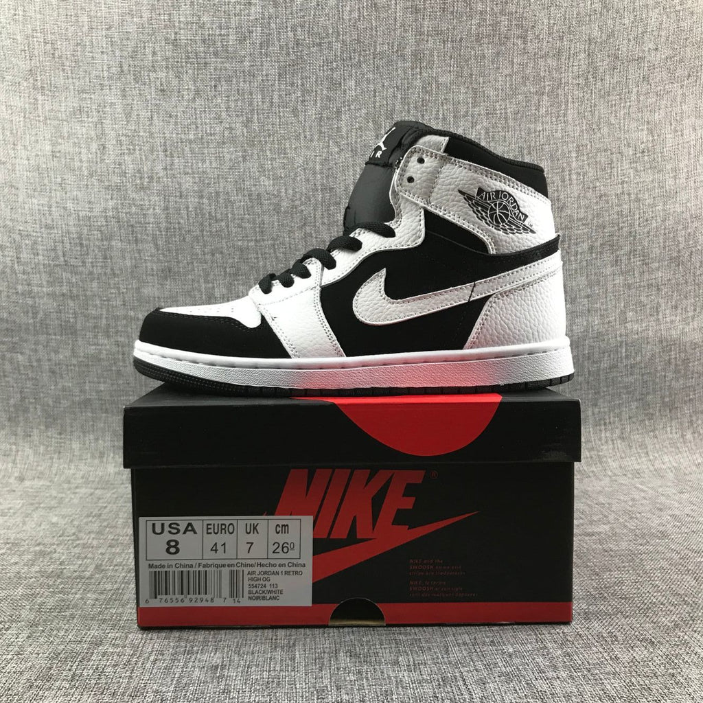 Air Jordan 1 High Sneakers in Black and White 554724-113 - product image from the listing.