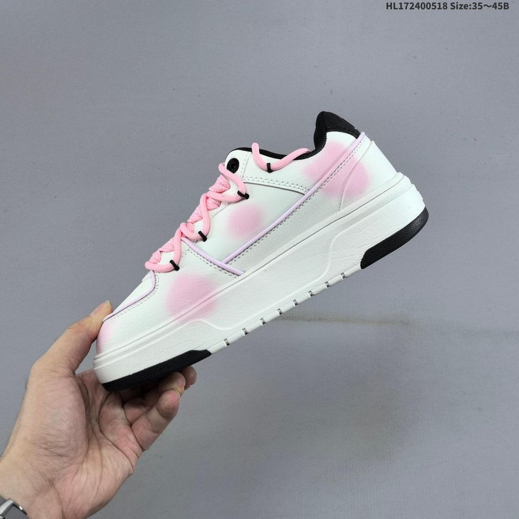 MLB Chunky Liner Low-Top Sneakers, in White and Pink - product image from the listing.