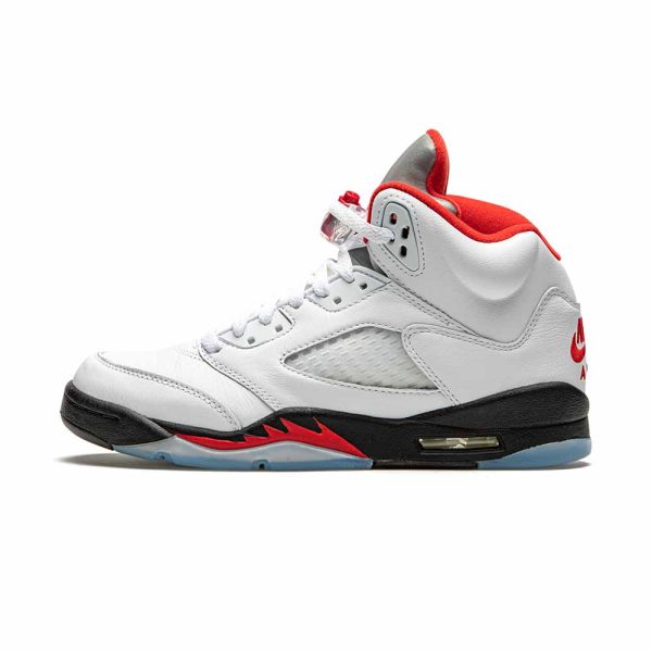"Fire Red Silver Tongue" Youth Air Jordan 5 Retro GS - product image from the listing.