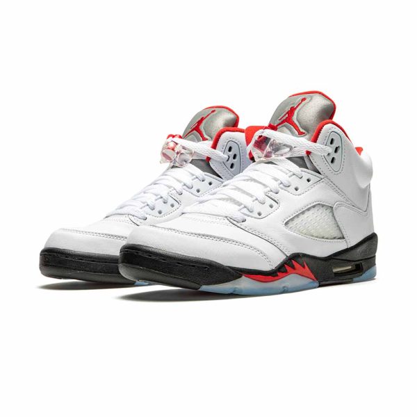 "Fire Red Silver Tongue" Youth Air Jordan 5 Retro GS - product image from the listing.