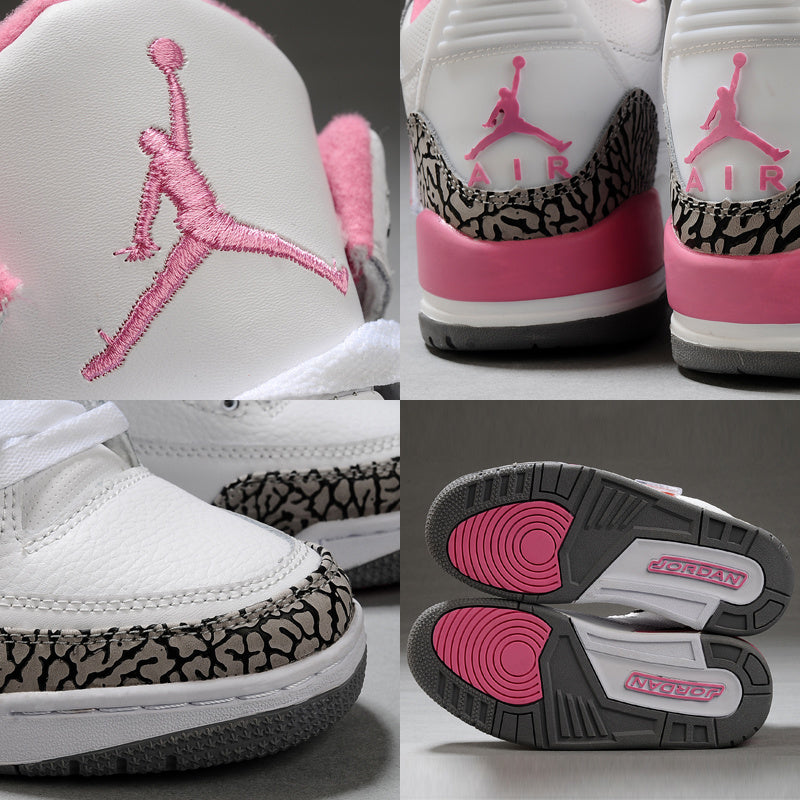 Air Jordan 3 High-Top Sneakers White Pink - product image from the listing.