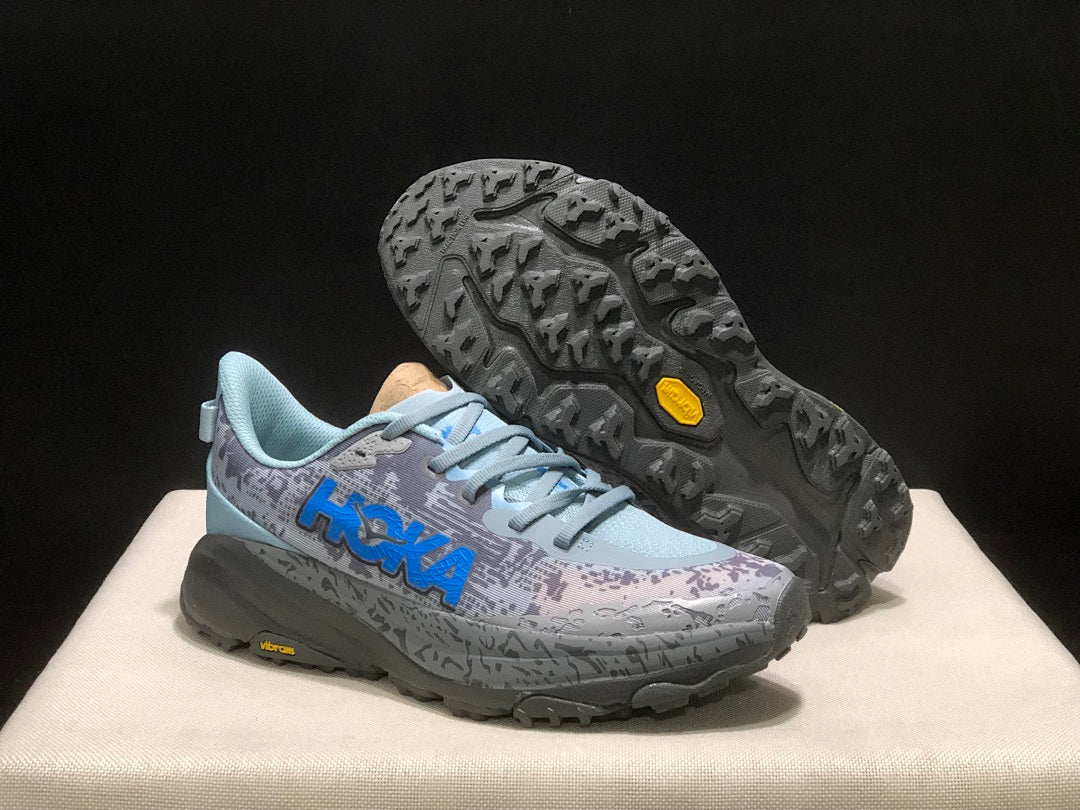 HOKA Speedgoat 6 Trail Running Shoes, in Gray Blue - product image from the listing.