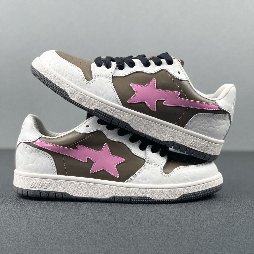 BAPE Sk8 Sta Low-Top Sneakers in White, in Taupe and Pink - product image from the listing.