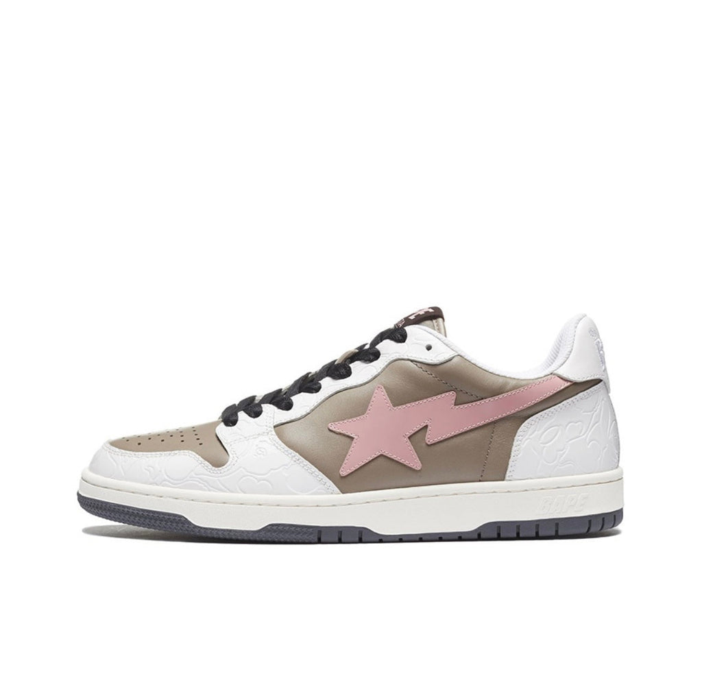 BAPE Sk8 Sta Low-Top Sneakers in White, in Taupe and Pink - product image from the listing.