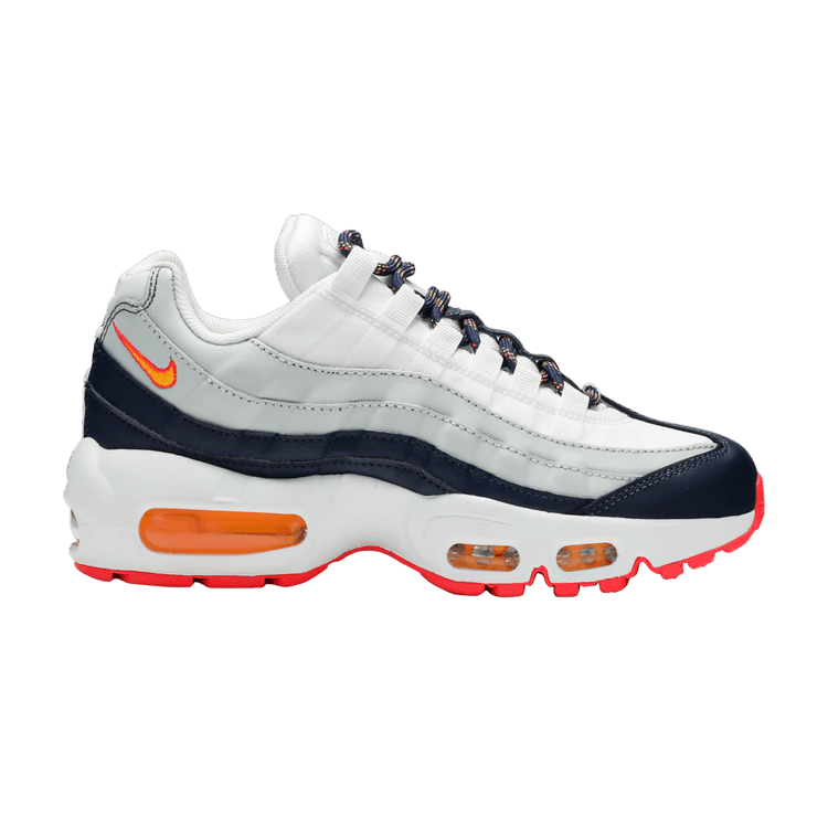 Women's Nike Air Max 95 Midnight Navy Pure Platinum Laser Orange - product image from the listing.