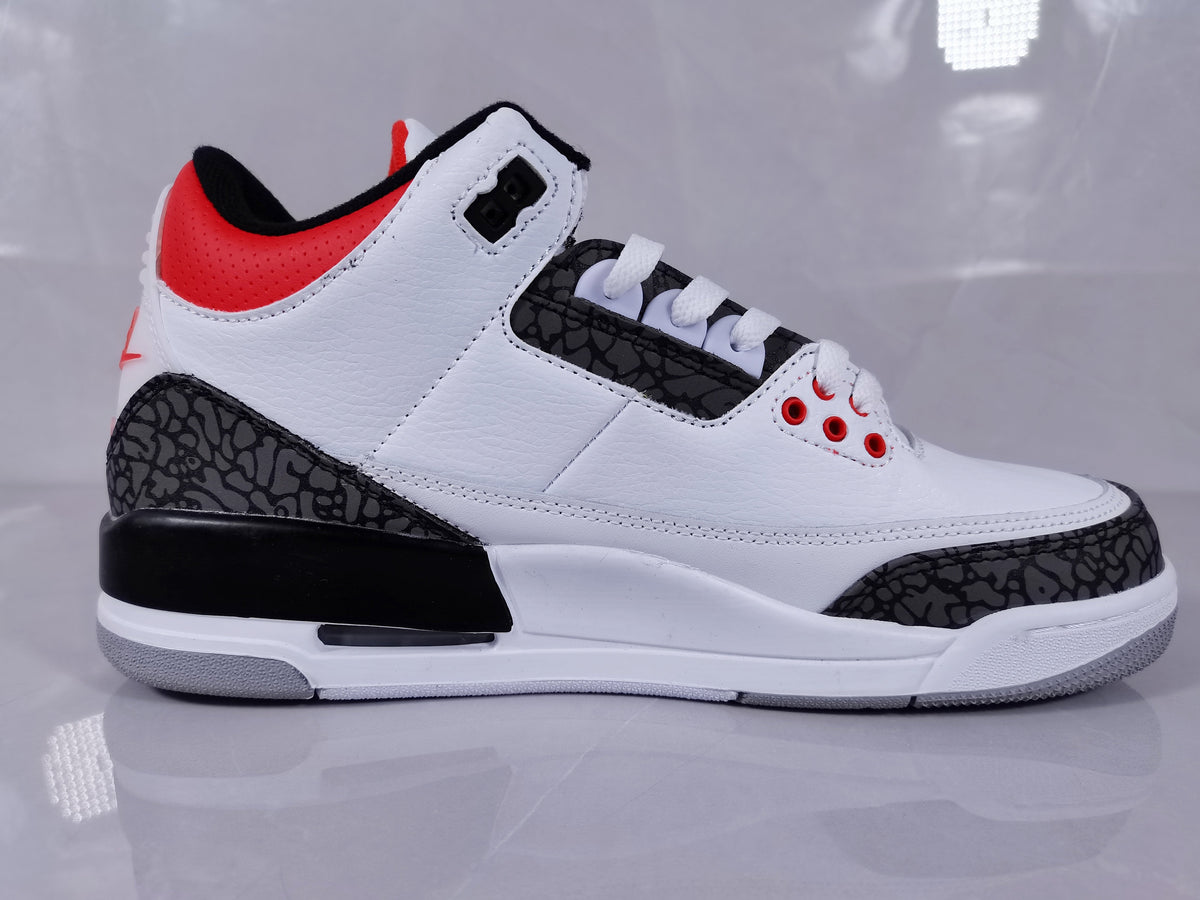 Air Jordan 3 Retro SE White Cement Fire Sneakers in Red - product image from the listing.