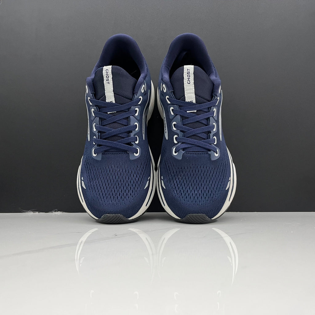 Navy and White Brooks Ghost 15 Running Shoes - product image from the listing.