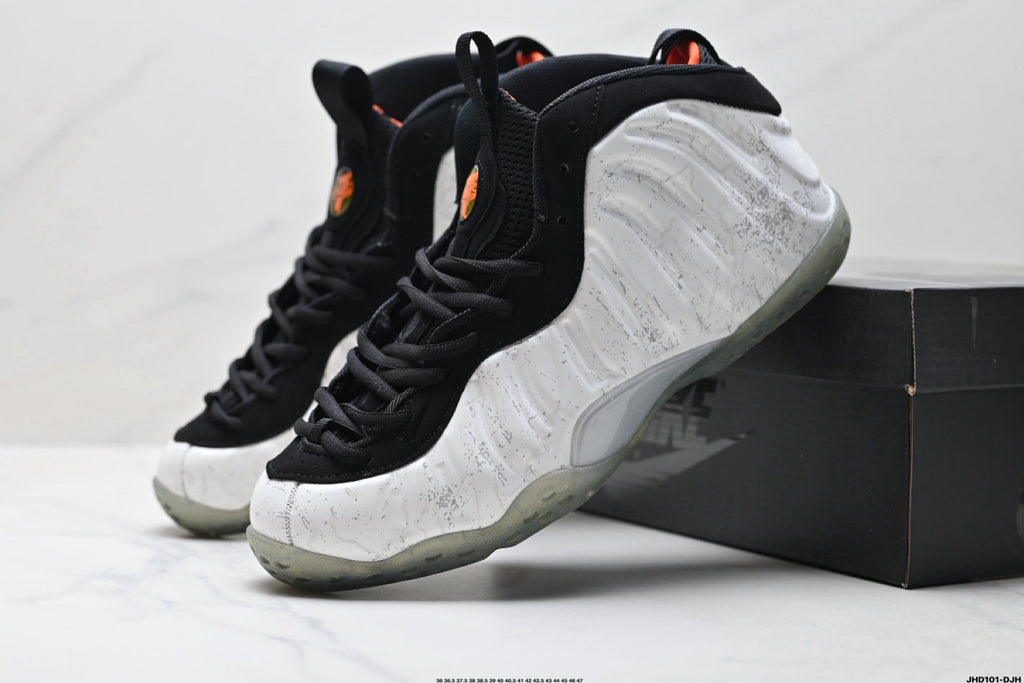 Nike Air Foamposite One Penny Sneakers in Black White Orange - product image from the listing.