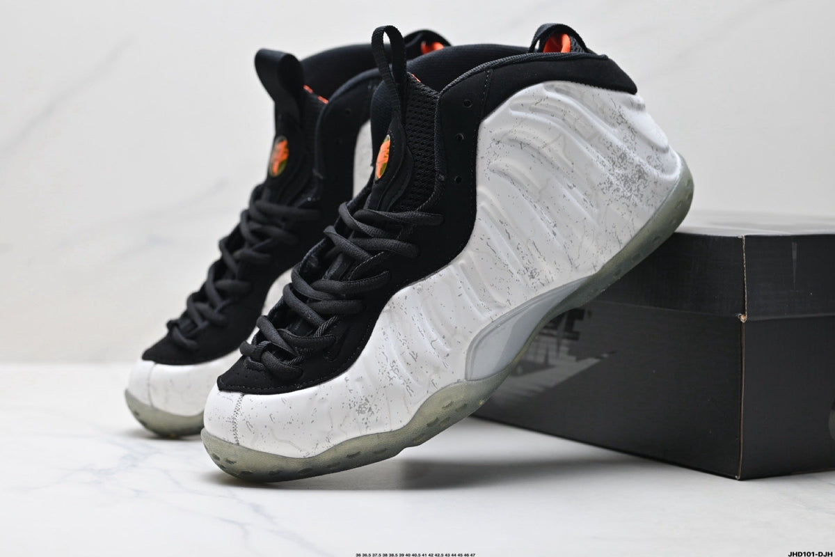 Nike Air Foamposite One Penny Sneakers in Black White Orange - product image from the listing.