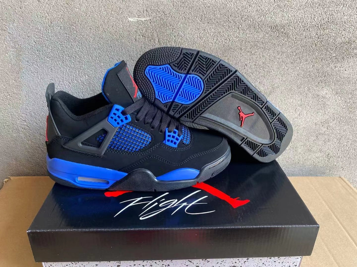 Air Jordan 4 Sneakers in Blue and Red - product image from the listing.