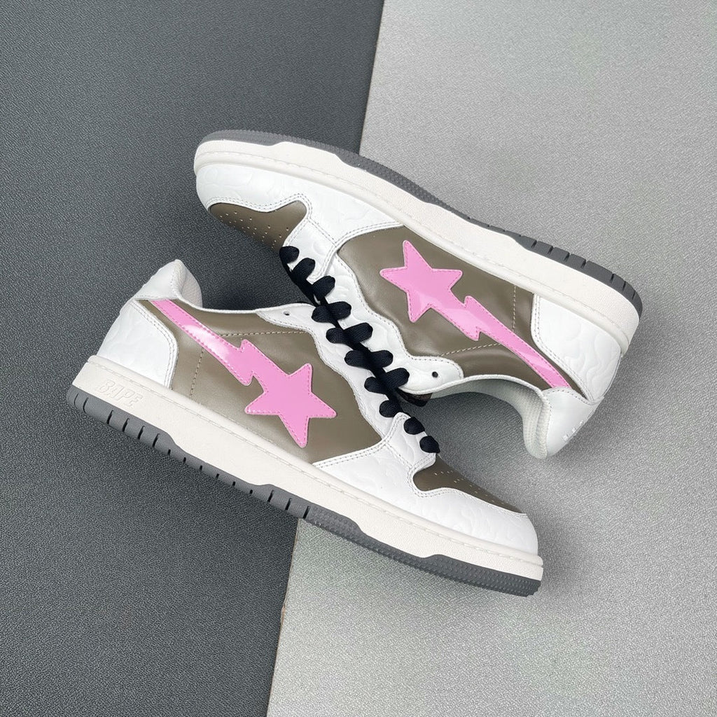 BAPE Sk8 Sta Low-Top Sneakers in White, in Taupe and Pink - product image from the listing.