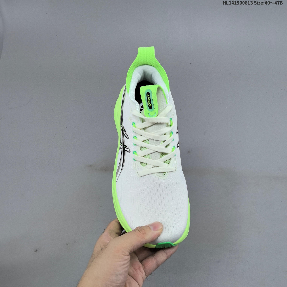 ASICS Gel-Nimbus 28 Running Shoes White Neon in Green - product image from the listing.