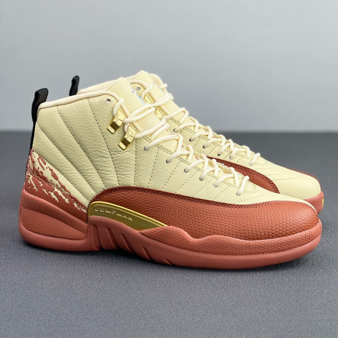 Jordan 12 Retro Eastside Golf Sneakers in Cream Brown DV1758-108 - product image from the listing.