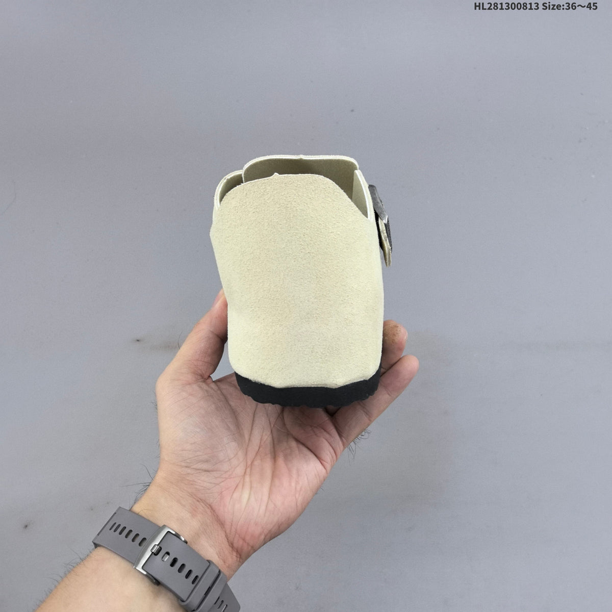 Cream Suede Birkenstock Boston Shearling Clog - product image from the listing.