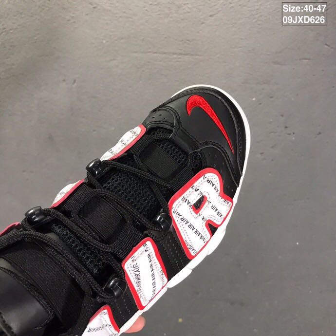 Nike Air More Uptempo Sneakers in Black Red White - product image from the listing.