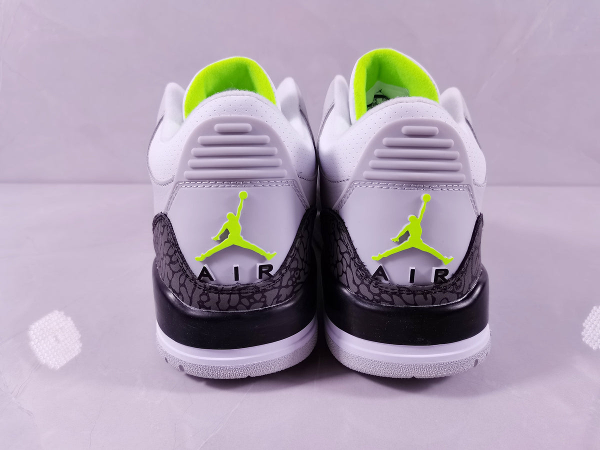 Air Jordan 3 Retro Grey Green Sneakers - product image from the listing.