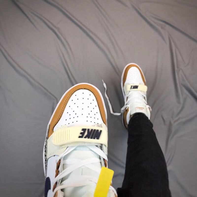 Jordan Legacy 312 High-Top Basketball Shoes, in White Tan Navy - product image from the listing.
