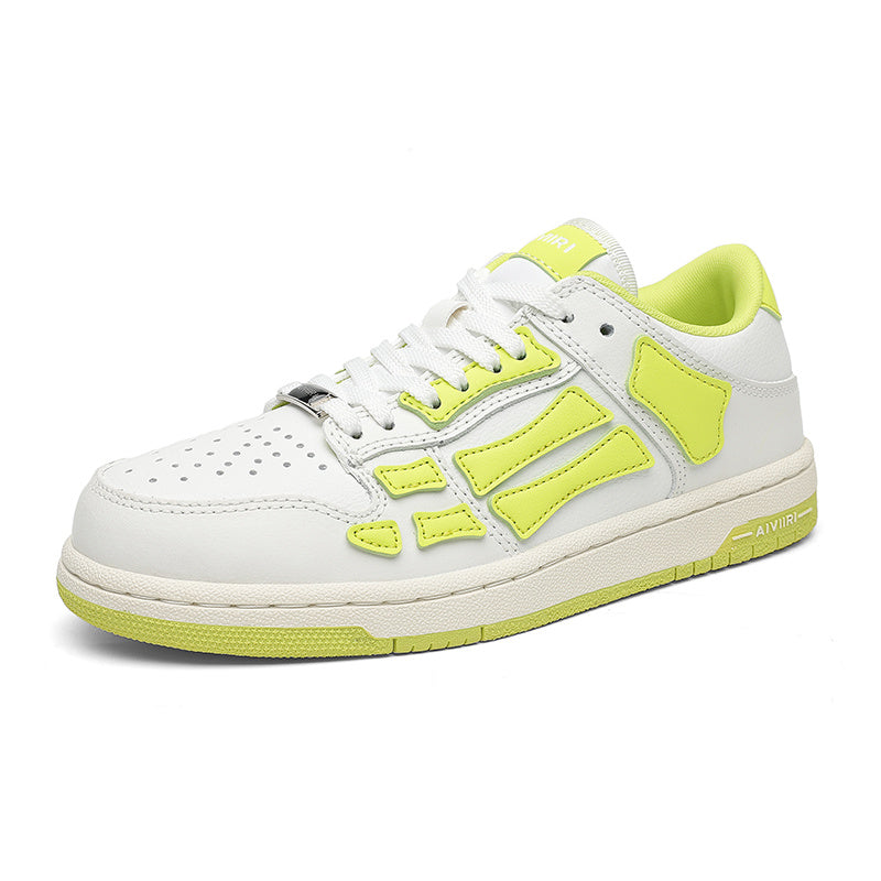 AMIRI Bone Low-Top Sneakers in White and Neon in Green - product image from the listing.