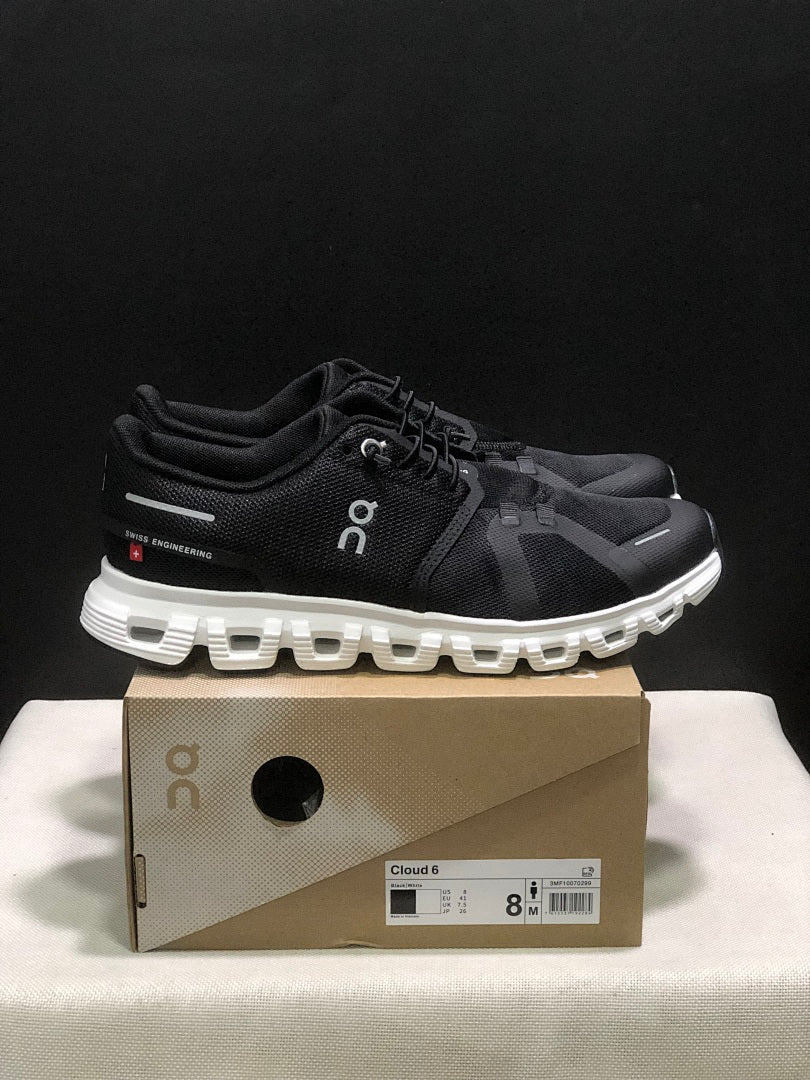 On Cloud 6 Running Sneakers in Black White - product image from the listing.