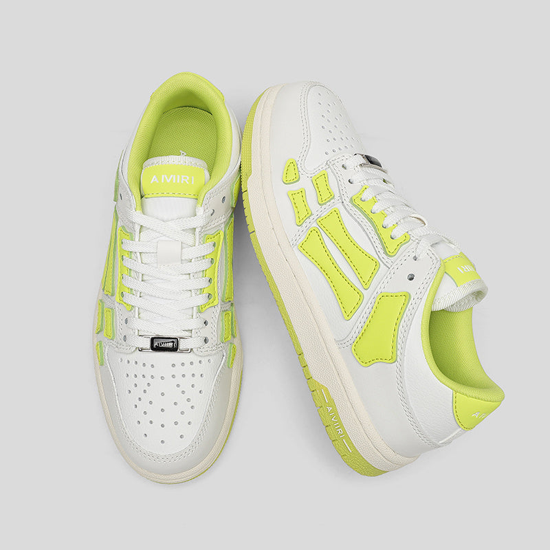 AMIRI Bone Low-Top Sneakers in White and Neon in Green - product image from the listing.