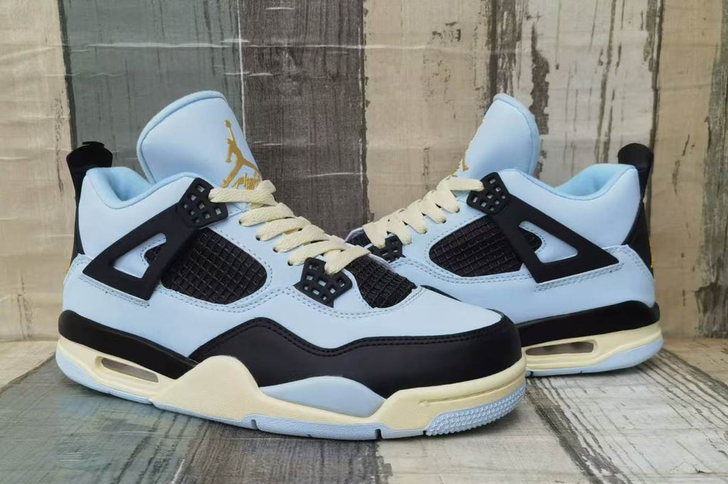 Men's Air Jordan 4 Retro - Light Blue/Black - product image from the listing.