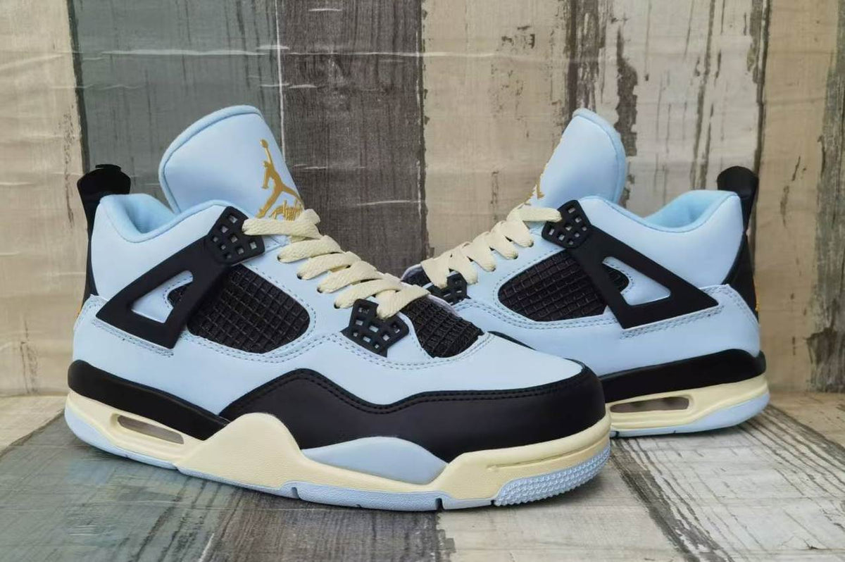 Men's Air Jordan 4 Retro - Light Blue/Black - product image from the listing.