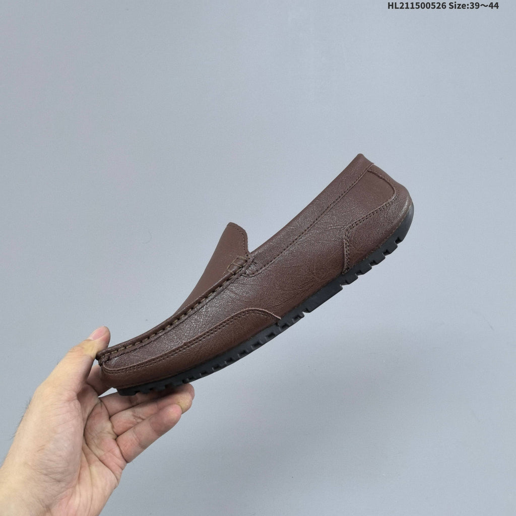 Men's ECCO Leather Slip-On Loafers in Black or Brown - product image from the listing.