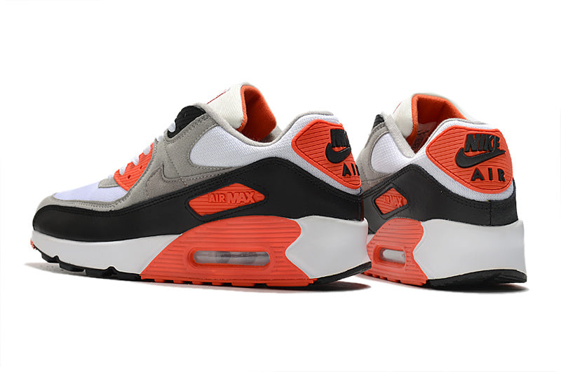 Nike Air Max 90 Sneakers in White Black Grey and Orange - product image from the listing.