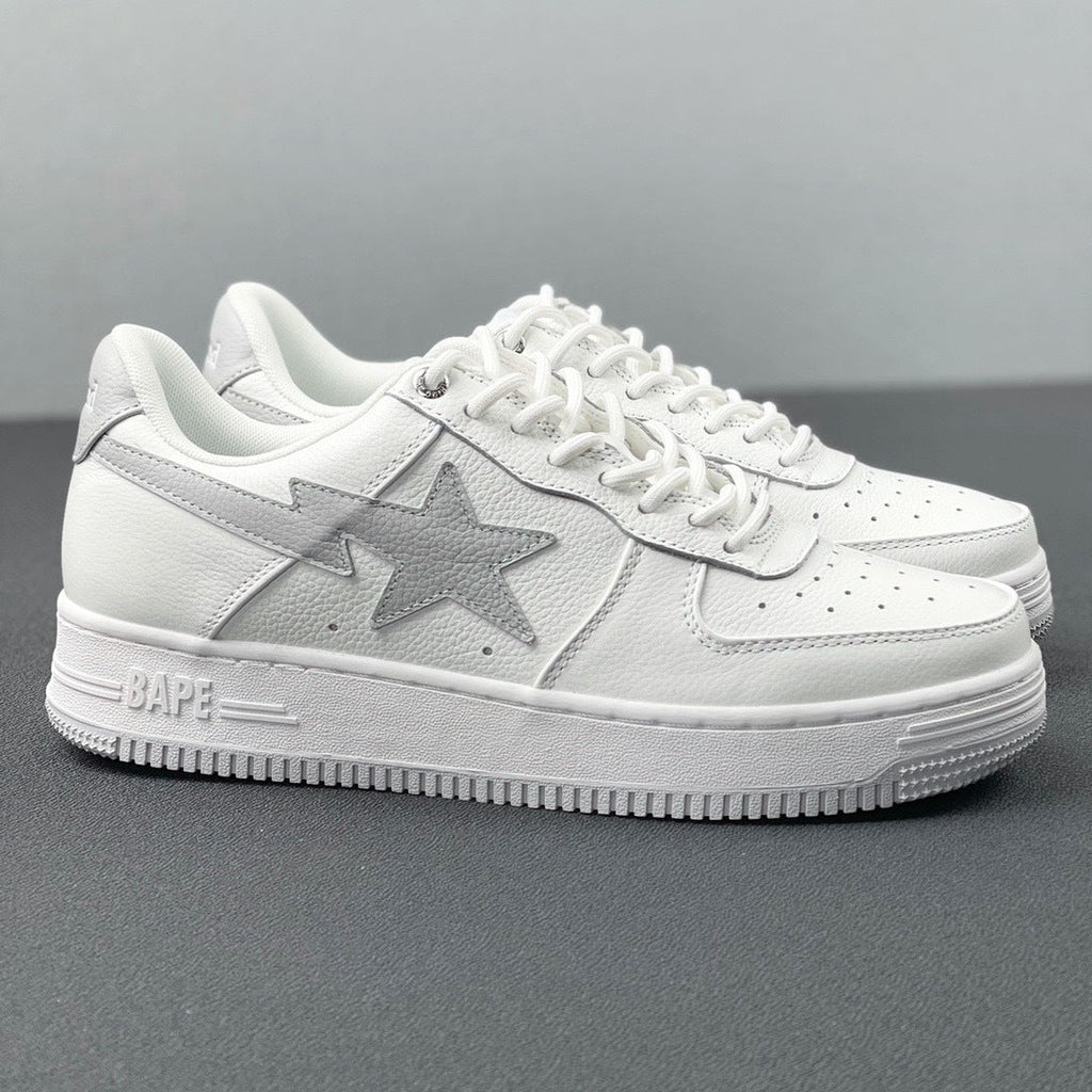 White and Grey BAPE STA Low Sneakers - product image from the listing.
