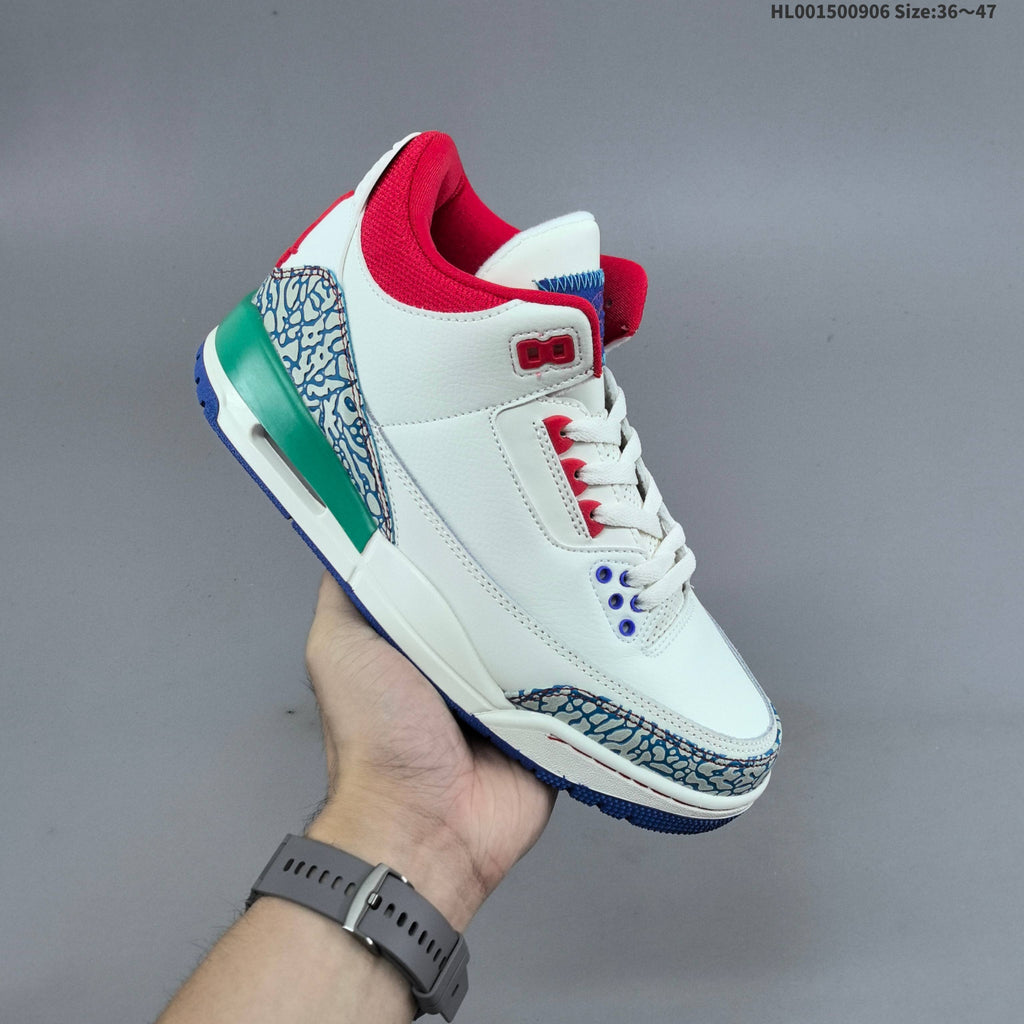 Air Jordan 3 Retro Chalk Track Red Sneakers - product image from the listing.